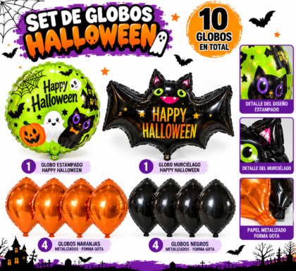 Globo happy halloween Murcielago x10