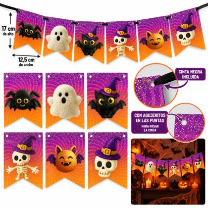 Banderin halloween efecto 3d x1