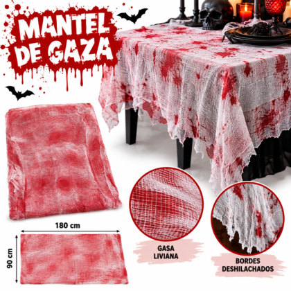 Mantel gasa con sangre 180x90cm x1