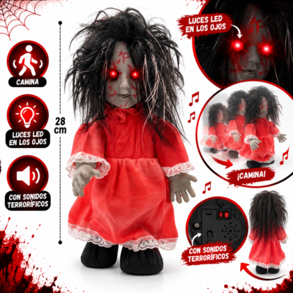Muñeca diabolica vestido rojo sonido/luz y movimiento x1
