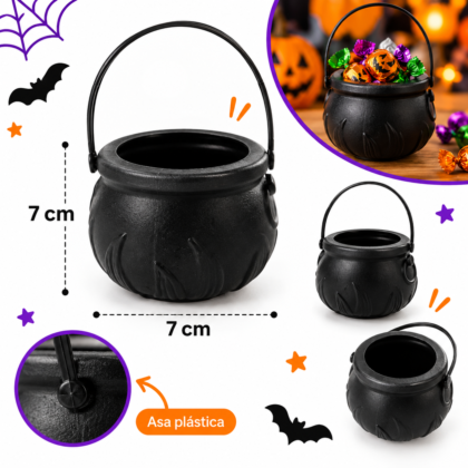 Olla de bruja mini halloween 7 cm x1