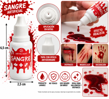 Sangre liquida para halloween roja 20ml artelight x1