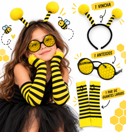 Set abeja vincha - guante - anteojo x1