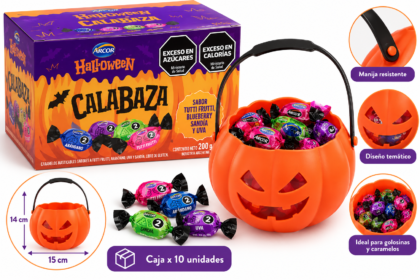 Caramelera calabaza halloween con caramelos masticables x1