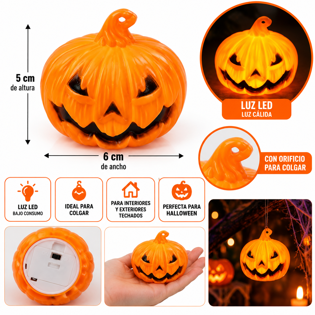 Vela Calabaza Led colgante x1